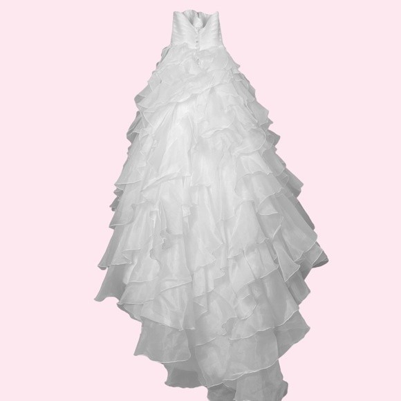 Allure Bridals Wedding Dress Strapless Cascading Tulle Layers Jeweled Beads Gown - Picture 2 of 13